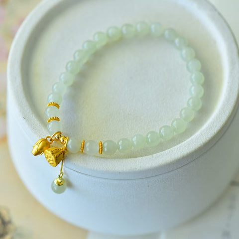 8836-6# Gelang rumbai jimat keberuntungan dari perak sterling 925 bertatahkan giok Hetian (bahan air jernih). Spesifikasi giok: manik-manik 6mm. Gratis ongkos kirim dan pajak.