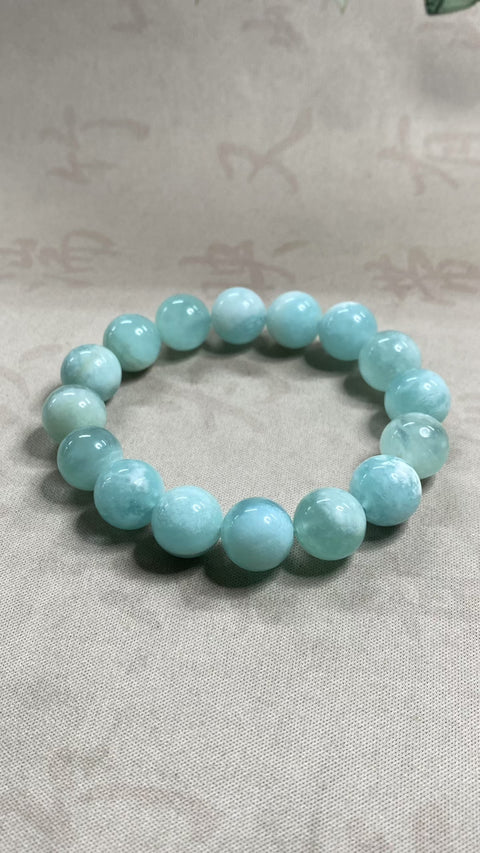Gelang Giok Xiuyan yang Indah – Biru langit, biru laut, Ukuran: 12mm, gratis ongkos kirim dan pajak.