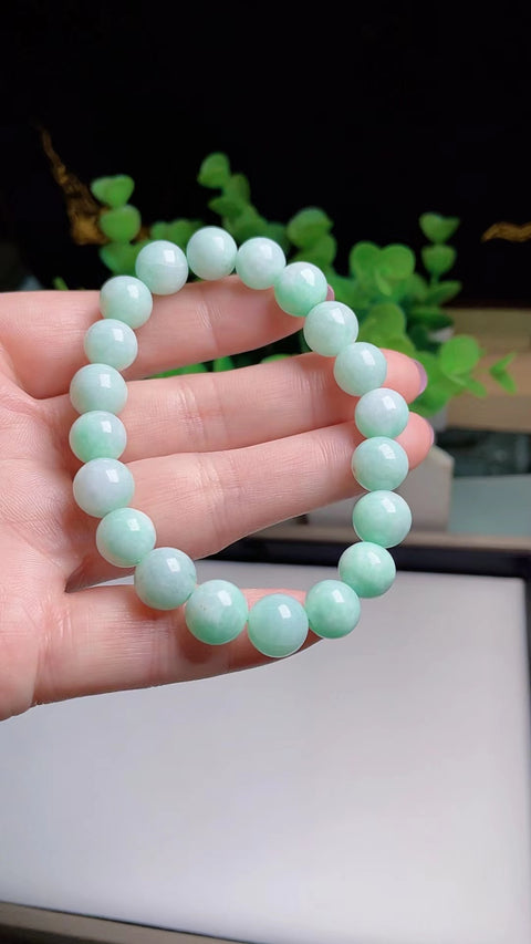Gelang giok jadeite alami, material tambang kuno, warna hijau buah yang indah, desain sederhana dan elegan, ukuran 1.0. Gratis ongkos kirim dan pajak.