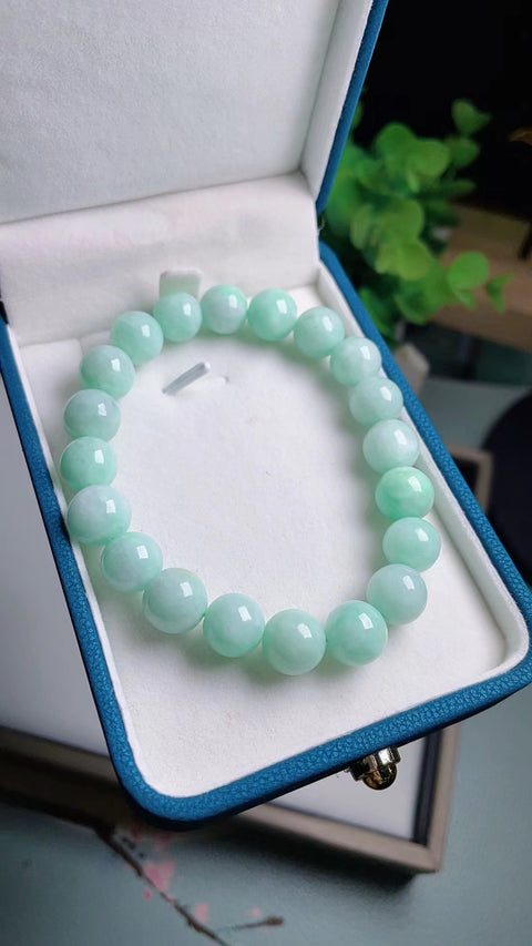 Gelang giok jadeite alami, material tambang kuno, warna hijau buah yang indah, desain sederhana dan elegan, ukuran 1.0. Gratis ongkos kirim dan pajak.