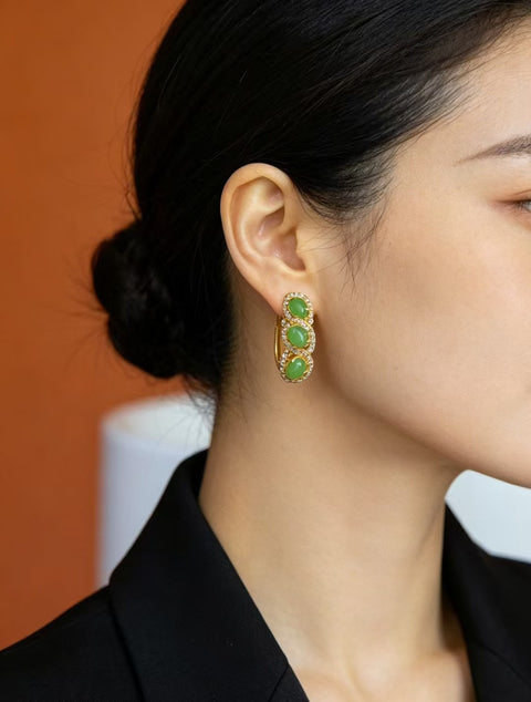 Anting Mata Kuda Batu Giok Hetian Bertatahkan Perak S925 - 12542-2# Spesifikasi 3*5 cm. Gratis ongkos kirim dan pajak.