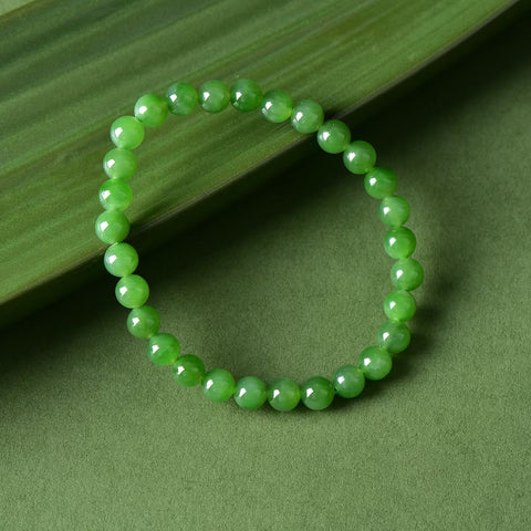 Gelang Giok Hetian Hijau Bayam 3340# 6mm "Giok hijau bayam ini menyimpan kedalaman layaknya samudra" Gratis ongkos kirim dan pajak.