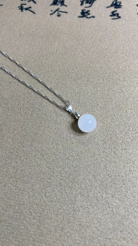 Liontin giok halus, perak 925, ukuran: 9,5 mm Gaya: Sederhana dan elegan Termasuk pajak pengiriman.