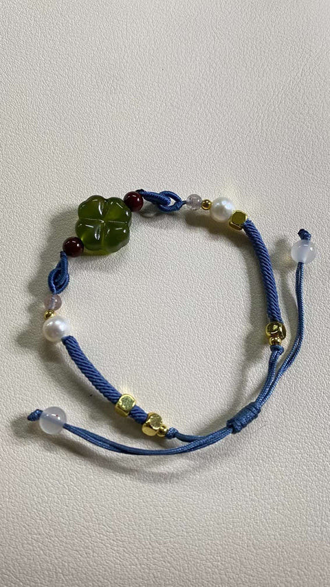 Xiu Jade Indah Penuh Hijau - Gelang semanggi empat daun, dapat disesuaikan, spesifikasi: 15✖️15mm, sudah termasuk ongkos kirim dan pajak Item