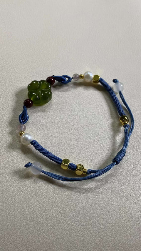 Xiu Jade Indah Penuh Hijau - Gelang semanggi empat daun, dapat disesuaikan, spesifikasi: 15✖️15mm, sudah termasuk ongkos kirim dan pajak Item