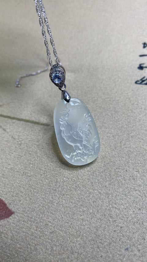 Selamat: Liontin Es Giok Cui Alami - Ayam Jantan, Ukuran: 32✖️19.6mm Sudah termasuk ongkos kirim dan pajak.