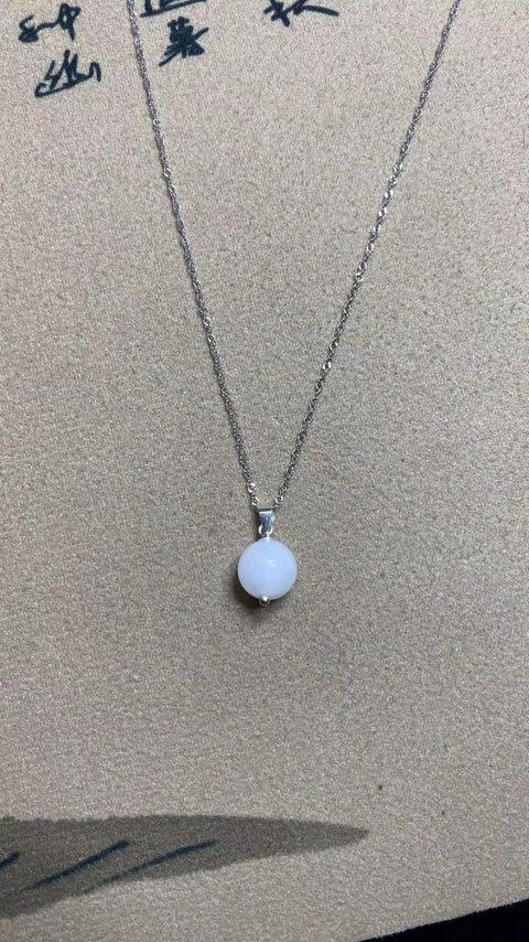 Liontin giok halus, perak 925, ukuran: 9,5 mm Gaya: Sederhana dan elegan Termasuk pajak pengiriman.