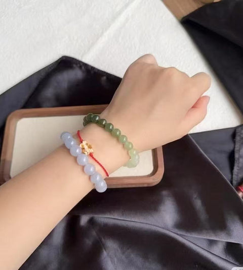 Gelang gradien air bening giok Hetian, sederhana dan elegan, modis dan serbaguna, segar untuk dikenakan, ukuran sekitar: 8 mm, termasuk pajak pengiriman
