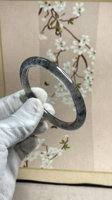 Gelang batangan kecantikan bertinta es batu giok Xiuyan yang indah - gelang, es mengapung, giok sebening es, fluoresensi transparan, diameter 56 mm, ketebalan batangan: 7,5, gratis pajak pengiriman