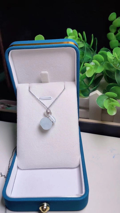 Kalung Tas Uang Giok Jadeite Grade A Alami 925 perak Giok bersih dan halus serta hangat Termasuk ongkos kirim dan pajak