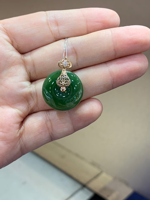 Bahan pit tua, gesper perdamaian jasper! Tataan emas tebal 18k💢 Kedamaian dan kesempurnaan, batu: 20×20㎜ Gratis ongkos kirim dan pajak