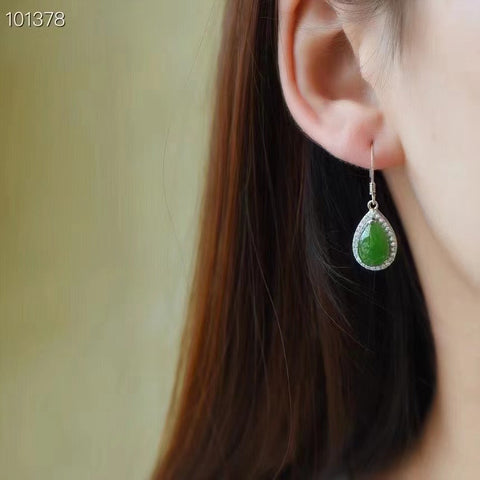 Anting Jatuhkan Hotan Jasper dalam 925 Perak Ukuran 11 * 32mm Gaya Unik Sudah termasuk pajak pengiriman