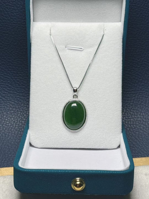 Liontin Giok Hetian "Kesempurnaan" Perak 925 Bertahtakan Tetesan Keberuntungan Gaya Sederhana dan Elegan💃 Ukuran: Kira-kira: 20×15㎜🍀 Termasuk ongkos kirim dan pajak