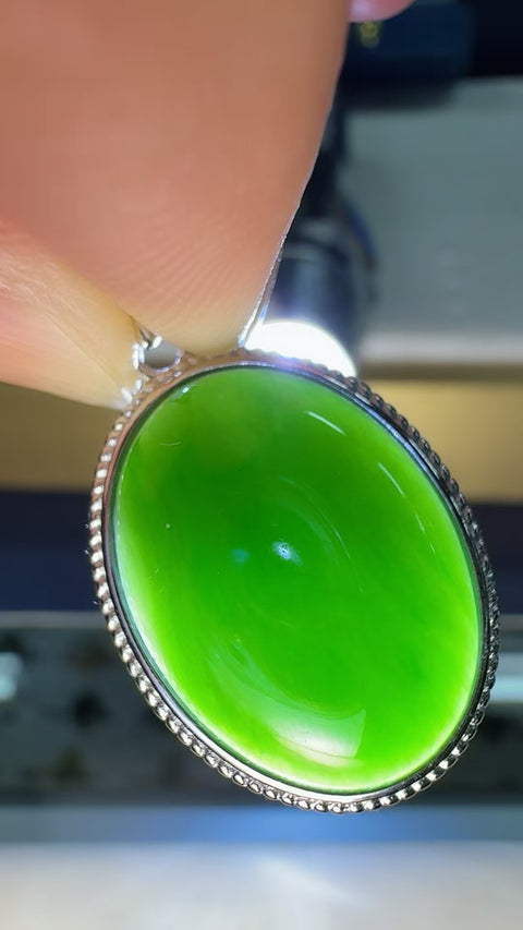 Liontin Giok Hetian "Kesempurnaan" Perak 925 Bertahtakan Tetesan Keberuntungan Gaya Sederhana dan Elegan💃 Ukuran: Kira-kira: 20×15㎜🍀 Termasuk ongkos kirim dan pajak