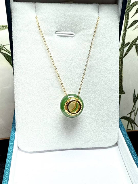 Giok Hetian "Lulutong Lucky Beads" bertatahkan perak 925, berarti perjalanan yang lancar dan sukses, struktur kompak, warna hijau zamrud. Perkiraan ukuran: 14㎜, gratis ongkos kirim dan pajak