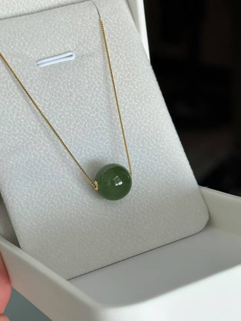 Hetian Jade Jasper "Lulutong Lucky Beads" bertatahkan emas 18 karat, langkah demi langkah, struktur kompak, warna hijau zamrud. 🍃👍 Perkiraan ukuran: 12㎜ Rantai perak 925 gratis, gratis ongkos kirim dan pajak, No. 202508121515