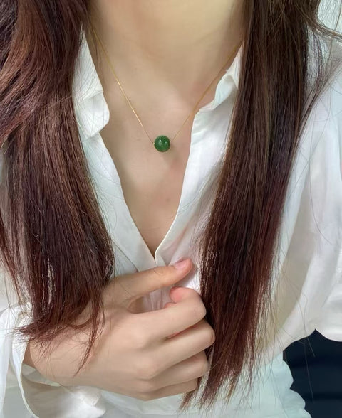 Hetian Jade Jasper "Lulutong Lucky Beads" bertatahkan emas 18 karat, langkah demi langkah, struktur kompak, warna hijau zamrud. 🍃👍 Perkiraan ukuran: 12㎜ Rantai perak 925 gratis, gratis ongkos kirim dan pajak, No. 202508121515
