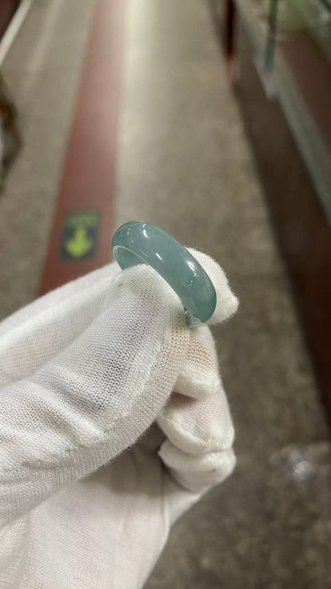 Cincin giok jadeite biru diameter 19.4 mm, gratis ongkir dan pajak pengiriman