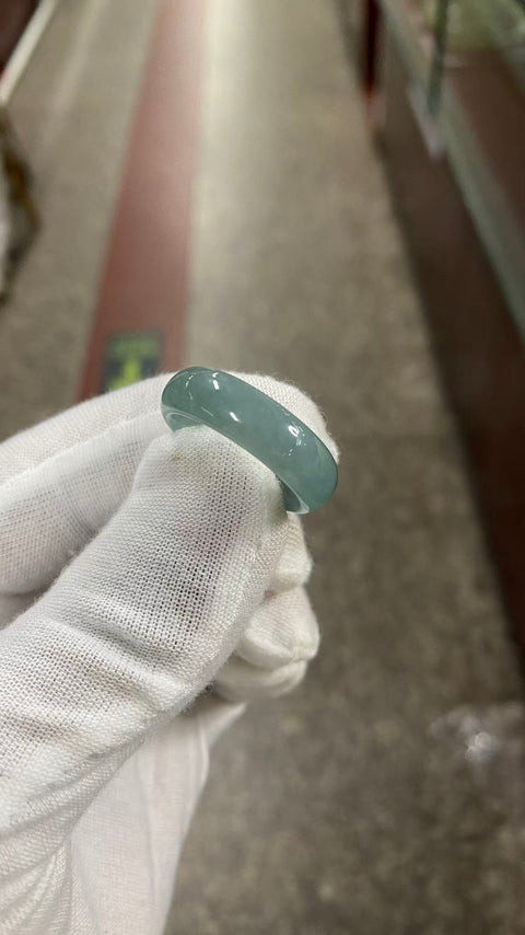 Cincin giok jadeite biru diameter 19.4 mm, gratis ongkir dan pajak pengiriman
