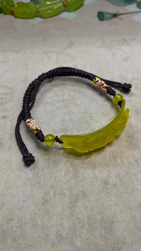 Gelang Giok Alami Ukuran 50 * 12.8mm Gaya Ukiran Tangan yang Dapat Disesuaikan Termasuk pajak pengiriman.