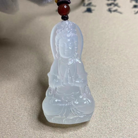 Guanyin: Liontin Xiu Jade Ice White yang Indah - Jade Guanyin, giok putih, halus, spesifikasi: 52✖️28mm, termasuk ongkos kirim dan pajak