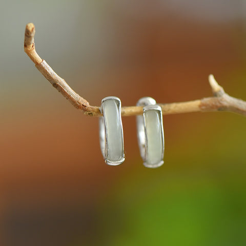 Perak murni 925 bertatahkan giok Hetian Bahan Qinghai Anting perak polos seumur hidup 👉2720A# Gayanya baru dan modis, kualitas gioknya hangat dan halus, dan efek pemakaiannya menarik✨💫Sertifikat➕🎁Kotak, gratis ongkir dan pajak