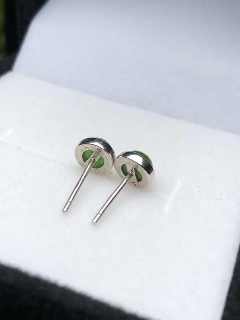 Hotan giok dan jasper "anting bulat dan penuh" bertatahkan perak 925 ✨Permukaan giok penuh dan bulat, warnanya benar👍Barang cantik dan modis Ukuran: 5 mm gratis ongkir dan pajak