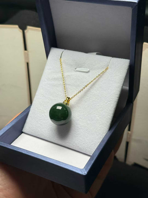 Kalung giok Hetian, "Keberuntungan yang Stabil," sekitar 16mm. Gratis ongkos kirim dan pajak