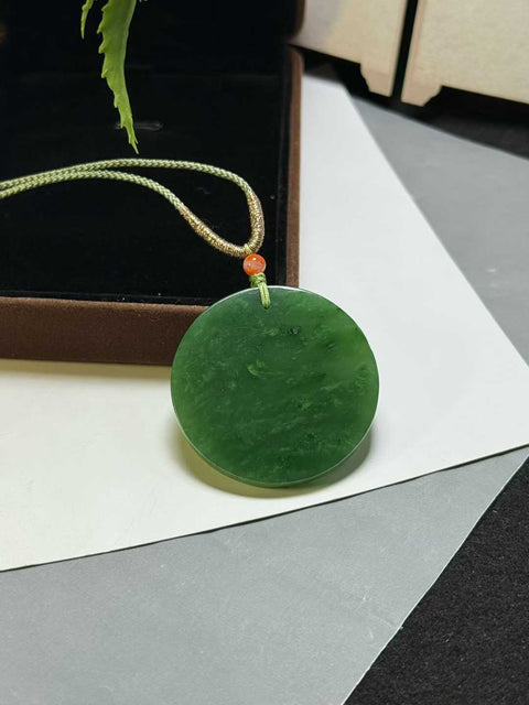Liontin bulat giok untuk keberuntungan 👍 Tekstur alami yang unik, melambangkan kedamaian dan kemakmuran. Ukuran perkiraan: 38,5 x 4,2 mm, termasuk ongkos kirim dan pajak