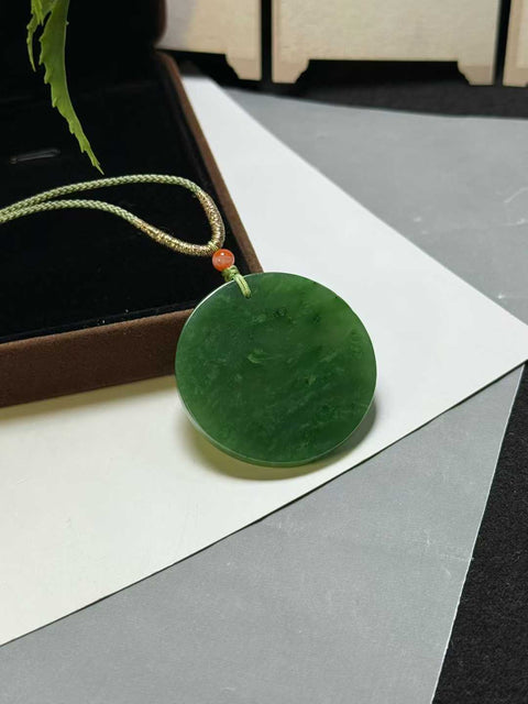 Liontin bulat giok untuk keberuntungan 👍 Tekstur alami yang unik, melambangkan kedamaian dan kemakmuran. Ukuran perkiraan: 38,5 x 4,2 mm, termasuk ongkos kirim dan pajak