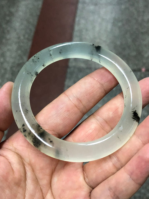 Gelang Lukisan Tinta Giok Xiuyu, Lukisan tinta alami, keindahan gunung dan sungai. Ukuran: 55.5㎜ Gratis ongkos kirim dan pajak, Batu Giok Semuanya Alami Dan Polanya Acak