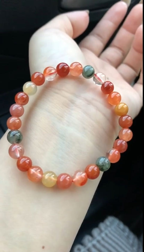 Gelang lingkaran tunggal kristal Fu Lu Shou alami membantu kesehatan, mendatangkan kekayaan, dan menjamin keamanan. Ukuran maniknya 7mm! Termasuk ongkos kirim dan pajak