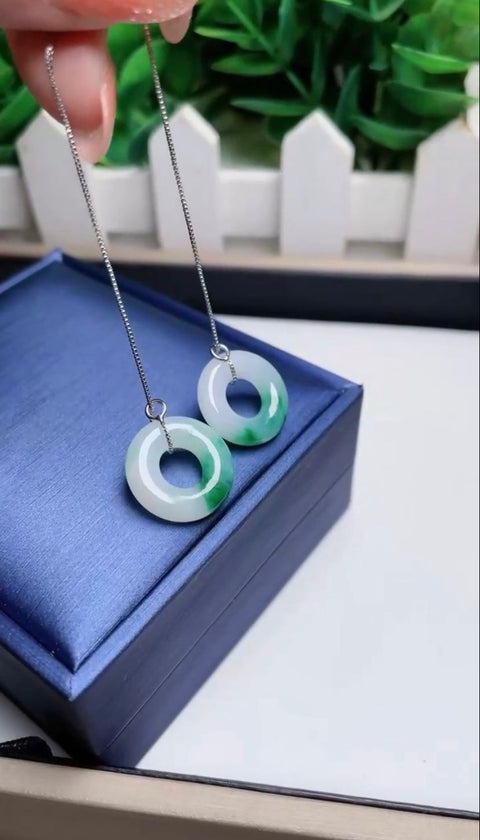 Anting telinga giok alam, bahan Laokeng, bahan halus dan hangat, bertatahkan perak 925. Gratis ongkos kirim dan pajak