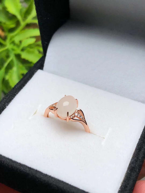 Giok Hetian Putih 💍Cincin Perak 925 berwarna🔥Desain ring adjustable, Kualitas gioknya halus dan lembab, strukturnya rapat dan efeknya sangat indah, Ukuran: 7×9mm Gratis ongkos kirim dan pajak