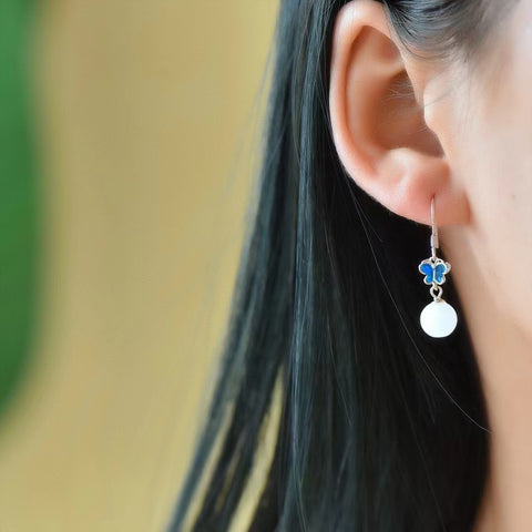 2143 Anting Giok Hetian Alami yang terbuat dari perak 925; Ukuran 8 * 8mm; Termasuk ongkos kirim dan pajak.