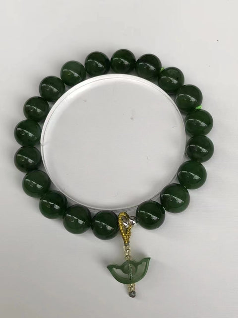 Gelang Giok Jasper Alami Giok yang bersih, halus dan hangat Ukuran 9mm Kepala penuh Termasuk pajak pengiriman.
