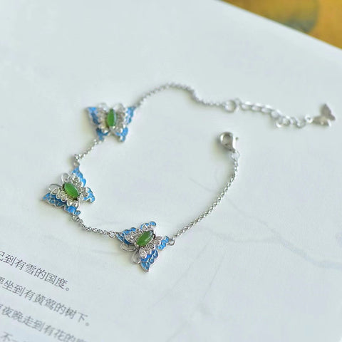 15002 Gelang Kupu-kupu Enamel Jasper Alami Gelang giok yang bersih, halus dan hangat Sudah termasuk pajak pengiriman.