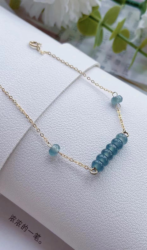 Gelang Batu Giok Alami Bahan Pit Tua Bahan Dasar Halus dan Hangat Bawah Bahan Air Biru yang Indah Sudah Termasuk Pajak Pengiriman