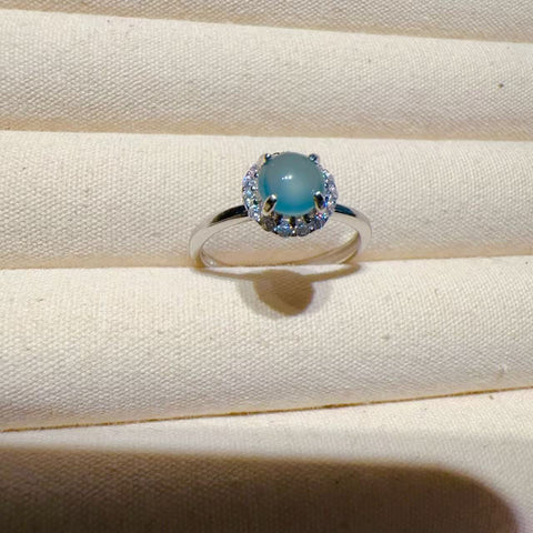 Set Cincin Giok Air Biru Guatemala Alami dari 925 Perak Ukuran 5,5 mm yang dapat disesuaikan, termasuk ongkos kirim dan pajak.