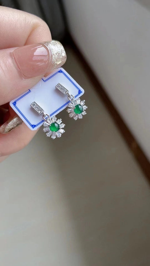 Anting Giok Alami 925 Bahan Pit Tua Tatahan Perak Ukuran Kepala Penuh 0.3mm Sudah Termasuk Pajak Pengiriman