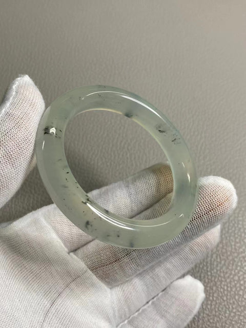 Gelang Tinta Giok Cui Alami pada Gelang Es Ukuran 49-51mm Ukuran 50.1mm Lebar Sisi 10.9mm Giok semuanya terjadi secara alami Pola adalah acak Termasuk Pajak Pengiriman