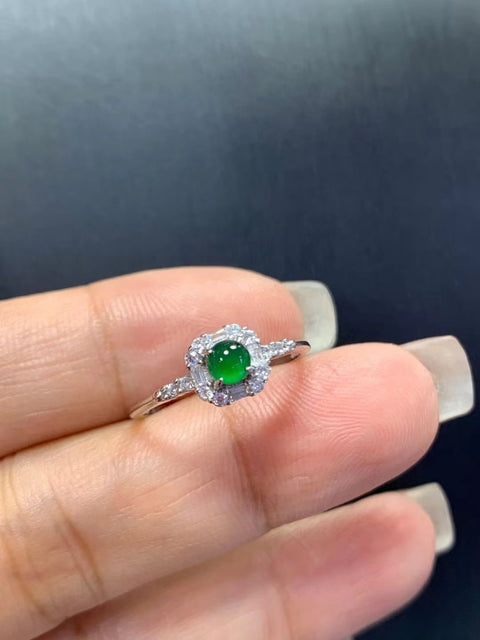 Cincin Giok Guatemala alami yang terbuat dari perak 925 Ukuran 4,5 mm Giok bersih dan halus Termasuk ongkos kirim dan pajak