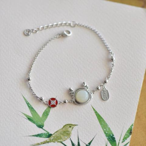 s925 perak dengan giok padi gelang giok bulat drum telur naga enamel giok halus dan hangat Gaya baru dan apik sudah termasuk pajak pengiriman