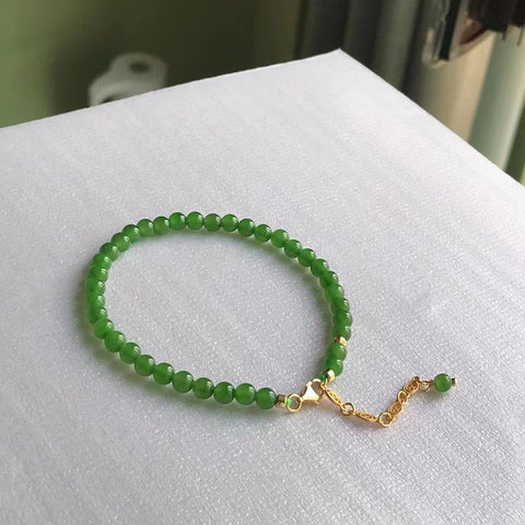 Gelang desain batu giok alami dengan perak berwarna 925 Ukuran 5mm Giok bersih, halus dan hangat Sudah termasuk pajak pengiriman.