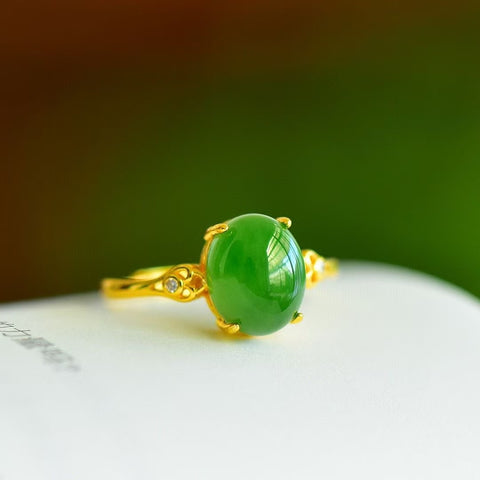 11520-2 Cincin Jasper Alami 925 pengaturan perak Ukuran 8 * 10mm Giok baik-baik saja dan hangat Termasuk pajak pengiriman.