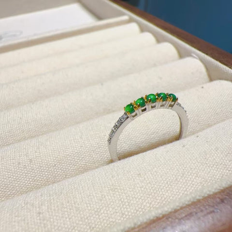Set Cincin Jadeite Guatemala Alami dari Perak 925 Ukuran 2mm Bergaya Penuh Desain Termasuk Pajak Pengiriman