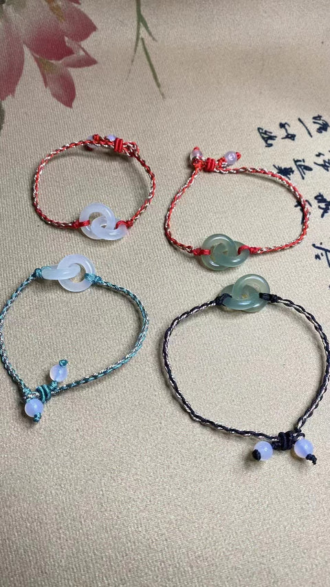 Gelang Es Giok Cui Giok Gelang Lingkaran Kebahagiaan Berwarna-warni Ukuran 10.3mm Sudah termasuk ongkos kirim dan pajak.