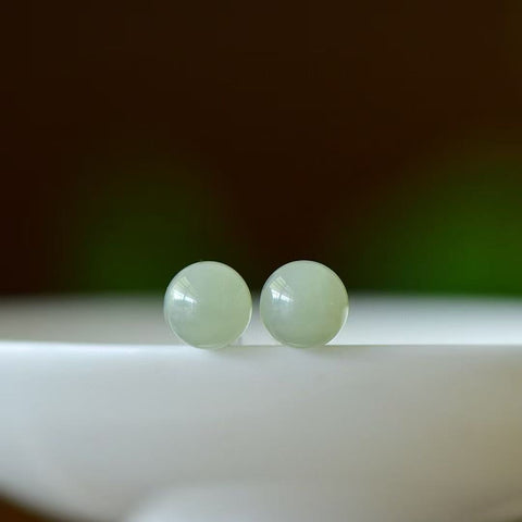 8080Q-2#s925 perak bertatahkan giok Hetian Qinghai bahan mutiara Qingshui anting perak [Spesifikasi] Batu lepas: 10*10 Termasuk pajak pengiriman