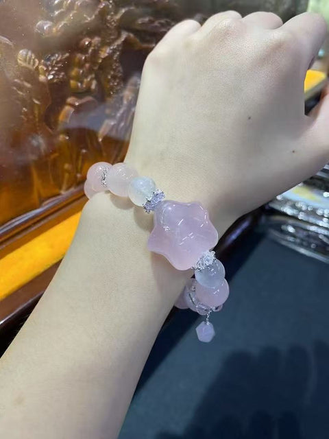 Gelang Kristal Merah Muda Desain Asli Ukuran 13mm Warna bagus, gaya bagus Sudah termasuk pajak pengiriman.