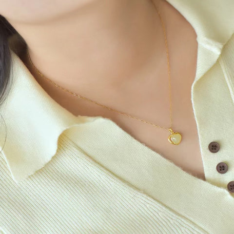 3421-2 Set Kalung Kalung Hati Giok Hetian Alami dari Perak 925. Gayanya unik dan menarik, sudah termasuk ongkos kirim dan pajak.